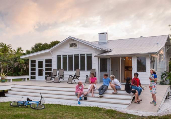 people gathering on porch