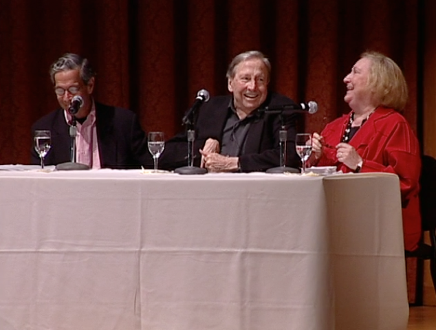 Calvin Tomkins, Rauschenberg, and Nan Rosenthal, Metropolitan Museum of Art, New York, 2006. Still from "Robert Rauschenberg and Calvin Tomkins: A Conversation about Art and Life.”