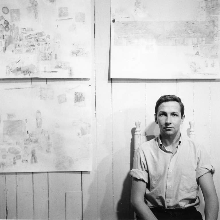 Rauschenberg with transfer drawings by Jasper Johns
