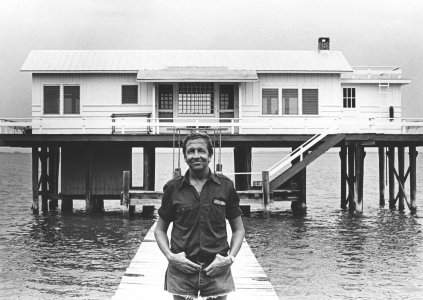 man in front of building